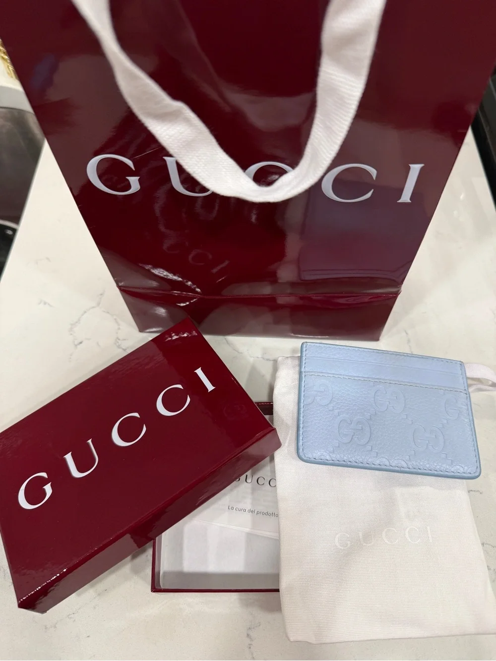 Gucci Light Blue Leather Card Holder